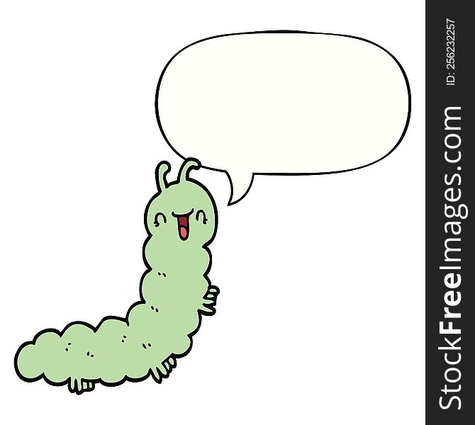 cartoon caterpillar with speech bubble. cartoon caterpillar with speech bubble