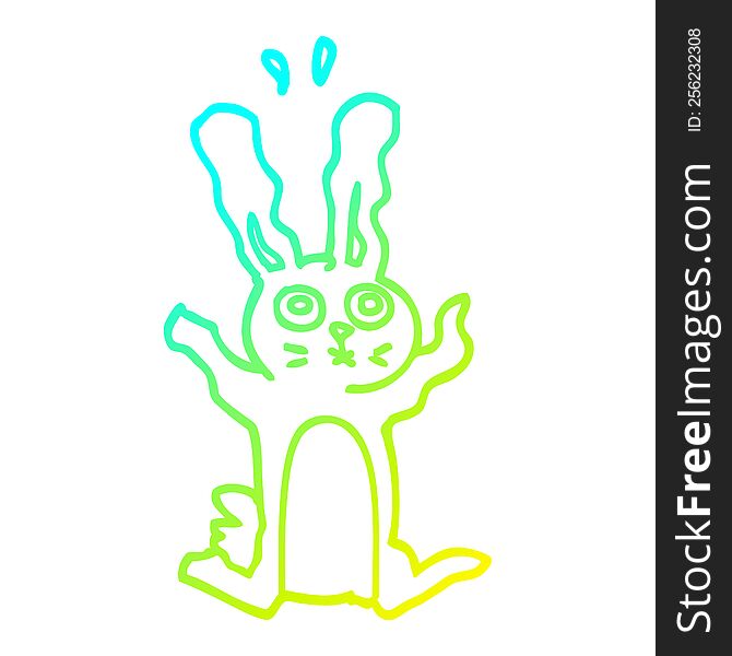 Cold Gradient Line Drawing Cartoon Excited Rabbit