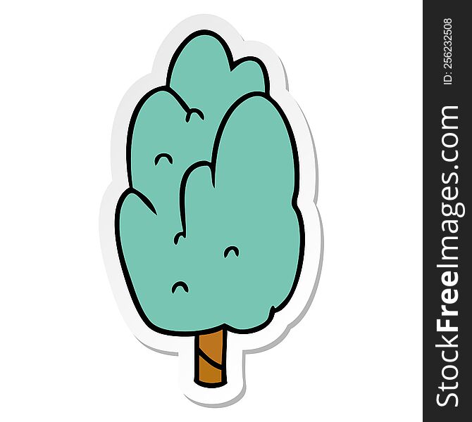 Sticker Cartoon Doodle Single Green Tree