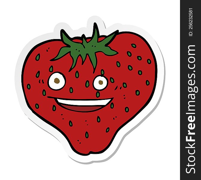 sticker of a cartoon strawberry