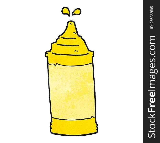freehand textured cartoon mustard bottle