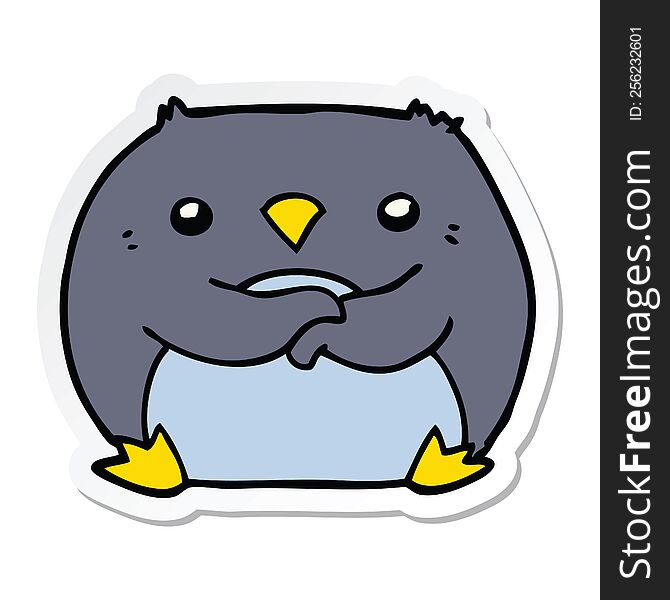 Sticker Of A Cartoon Penguin