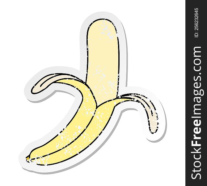Distressed Sticker Of A Quirky Hand Drawn Cartoon Banana