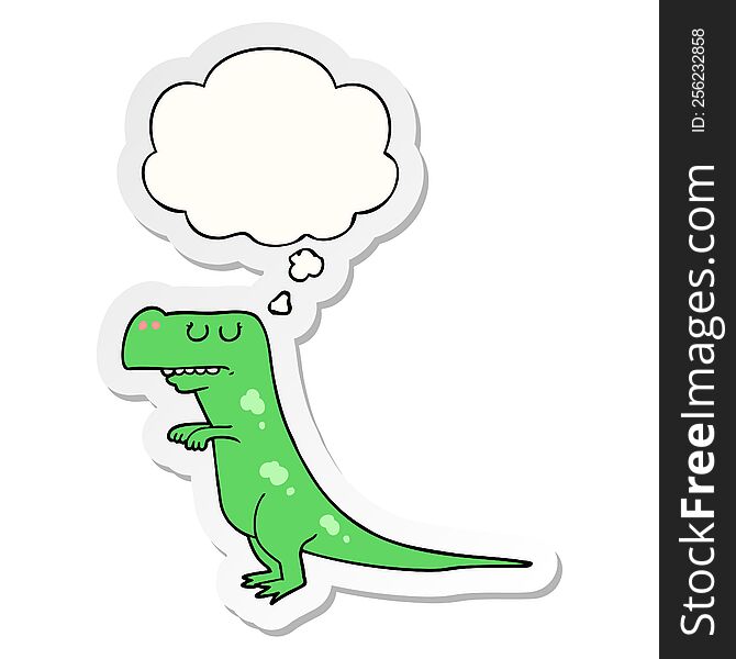 cartoon dinosaur with thought bubble as a printed sticker