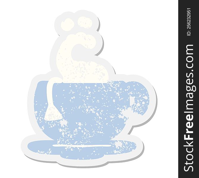 Steaming Cup Of Tea Grunge Sticker