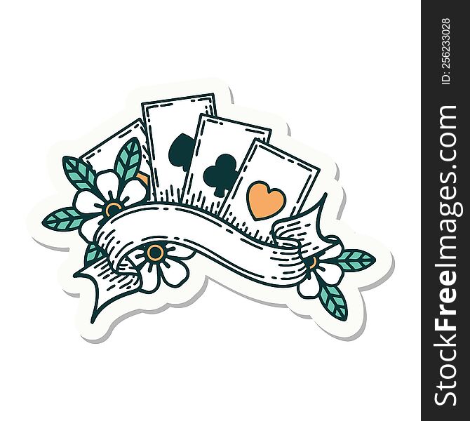 sticker of tattoo in traditional style of cards and banner. sticker of tattoo in traditional style of cards and banner