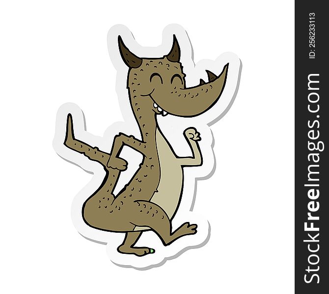 sticker of a cartoon happy dragon