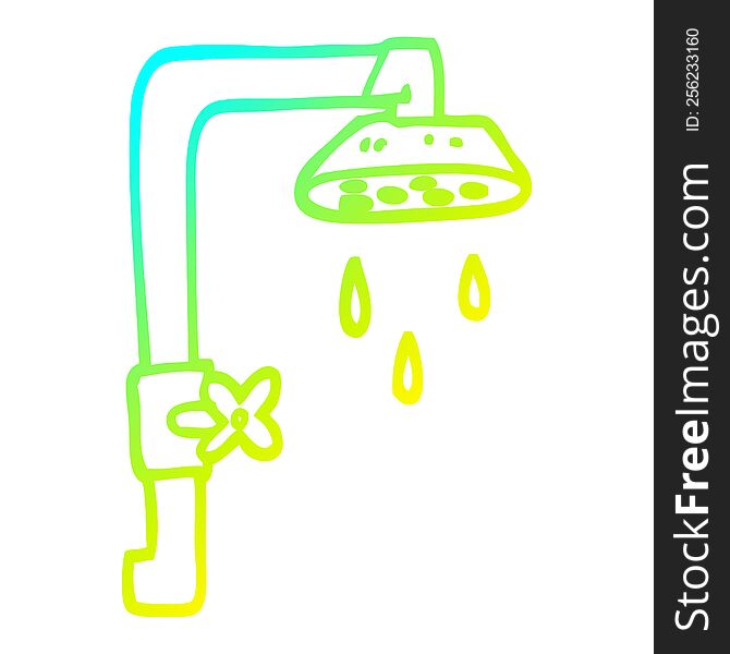 cold gradient line drawing of a cartoon shower head