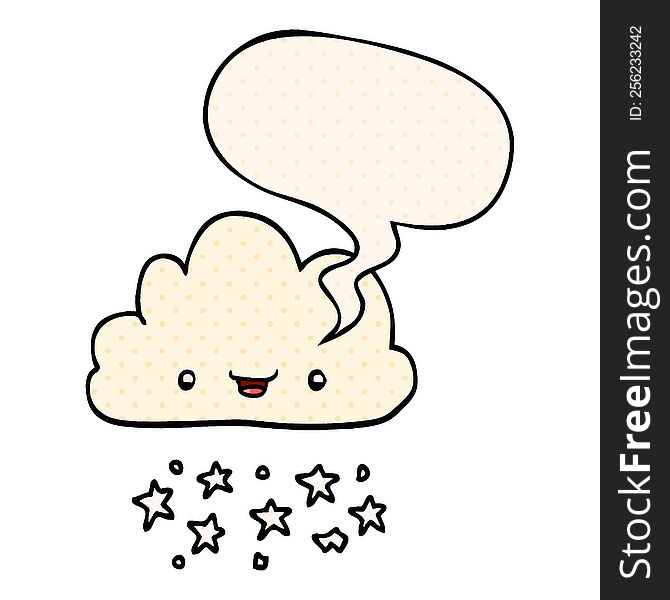 cartoon storm cloud with speech bubble in comic book style