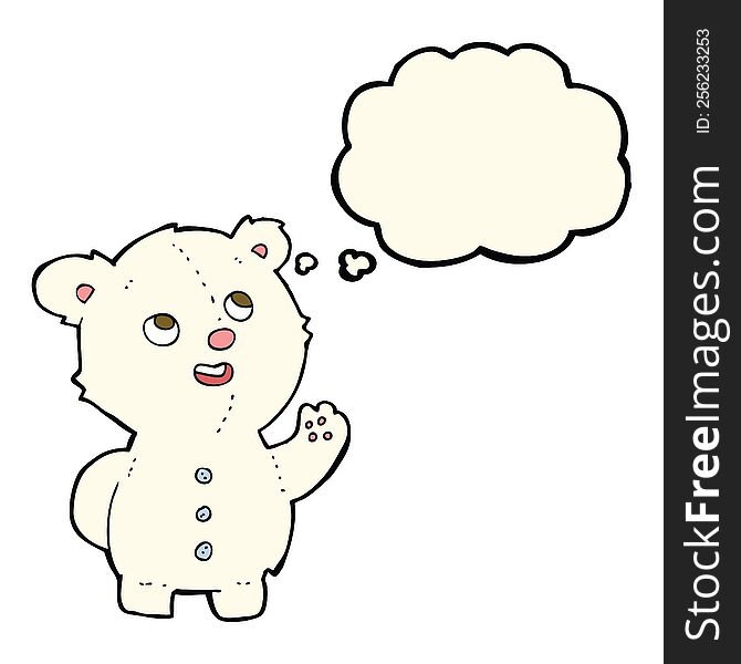 Cartoon Cute Polar Bear Cub With Thought Bubble