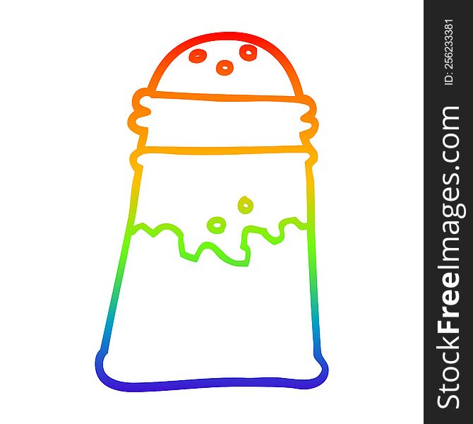 rainbow gradient line drawing of a cartoon salt shaker