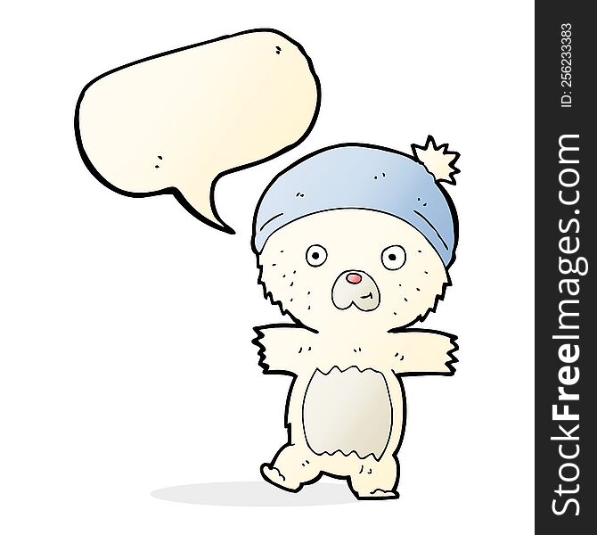 Cartoon Cute Polar Bear With Speech Bubble