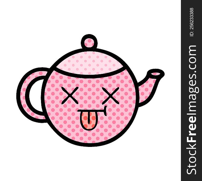 Comic Book Style Cartoon Teapot