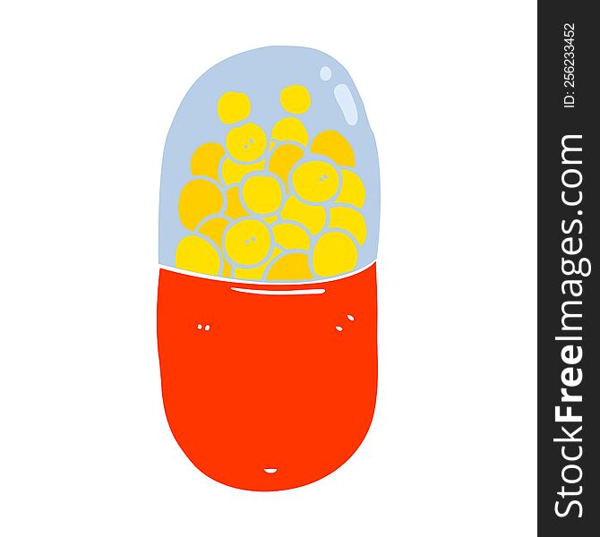 flat color style cartoon pill