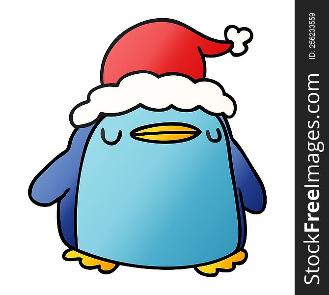 Christmas Gradient Cartoon Of Kawaii Penguin