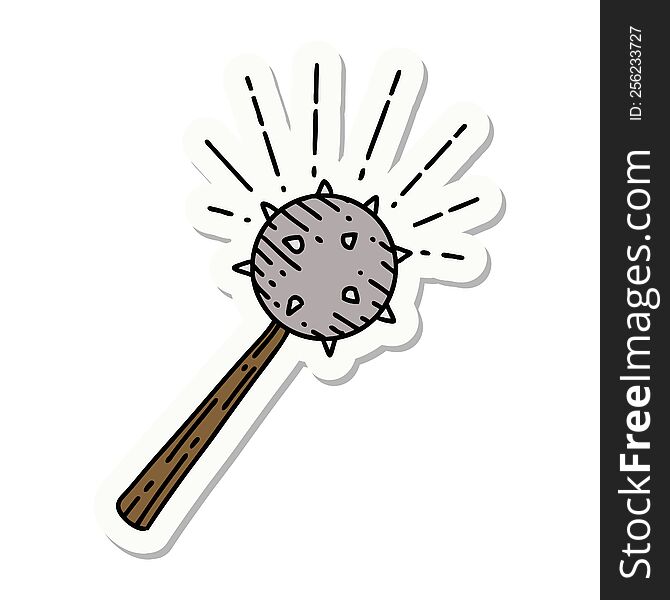 sticker of tattoo style medieval mace