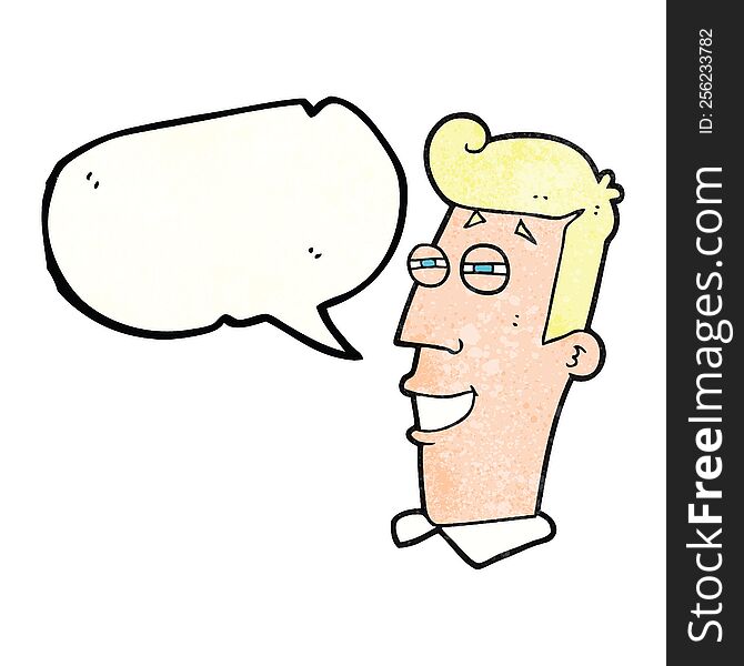 Speech Bubble Textured Cartoon Grinning Man