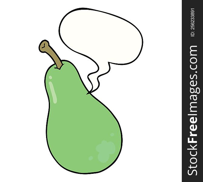 cartoon pear with speech bubble. cartoon pear with speech bubble