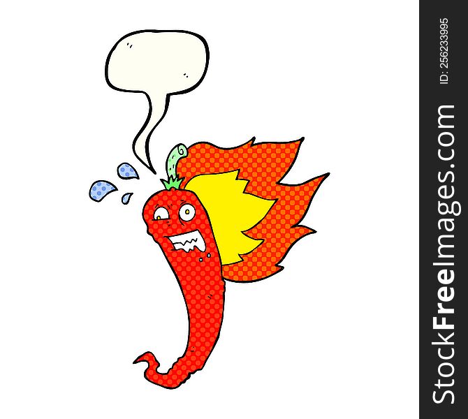 Hot Chilli Pepper Comic Book Speech Bubble Cartoon