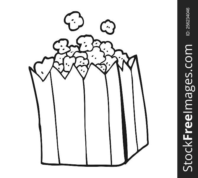 freehand drawn black and white cartoon popcorn