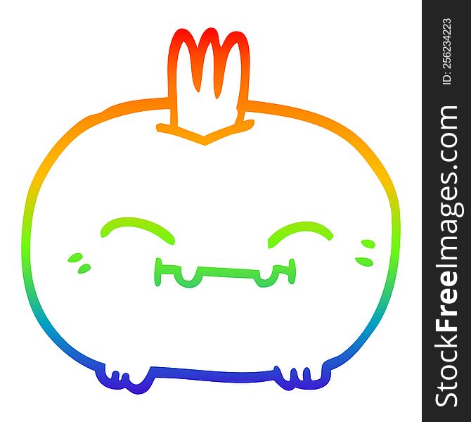 Rainbow Gradient Line Drawing Cartoon Happy Root Vegetable