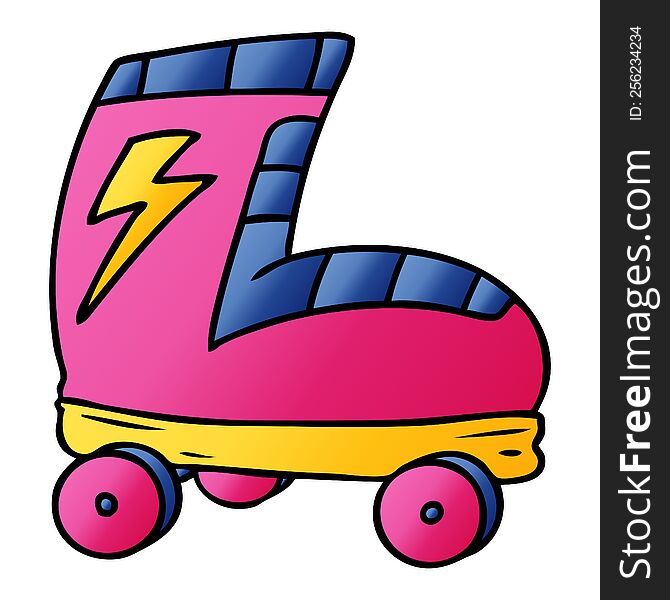 hand drawn gradient cartoon doodle roller skate boot
