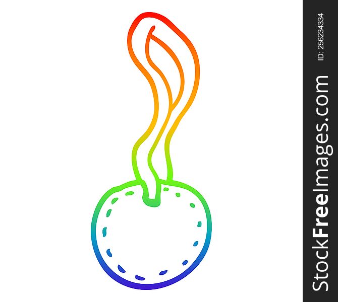 rainbow gradient line drawing of a cartoon sports medal