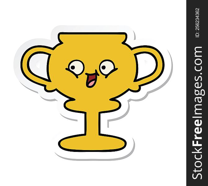 Sticker Of A Cute Cartoon Trophy