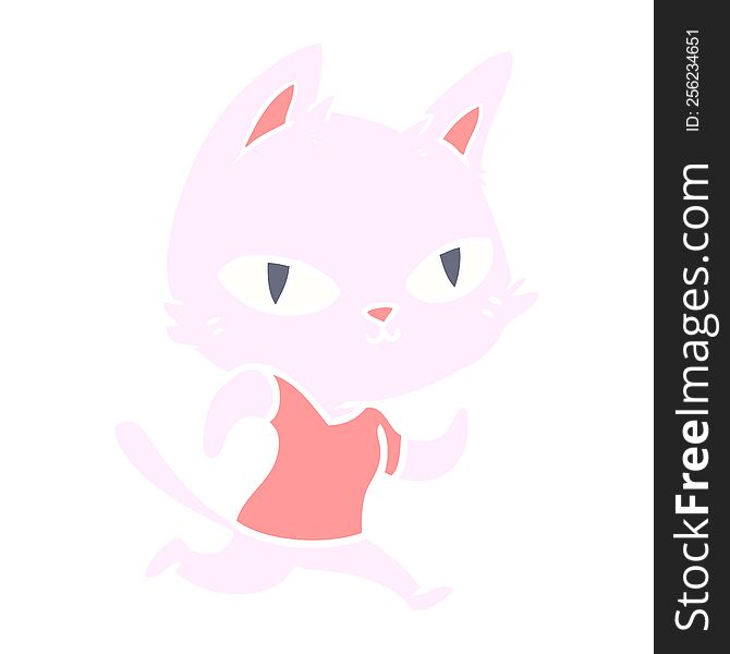 Flat Color Style Cartoon Cat Running