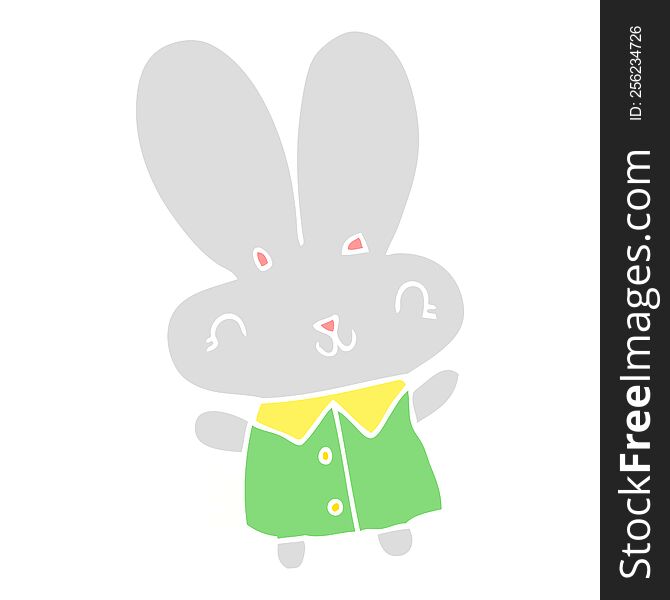 Cute Flat Color Style Cartoon Tiny Rabbit