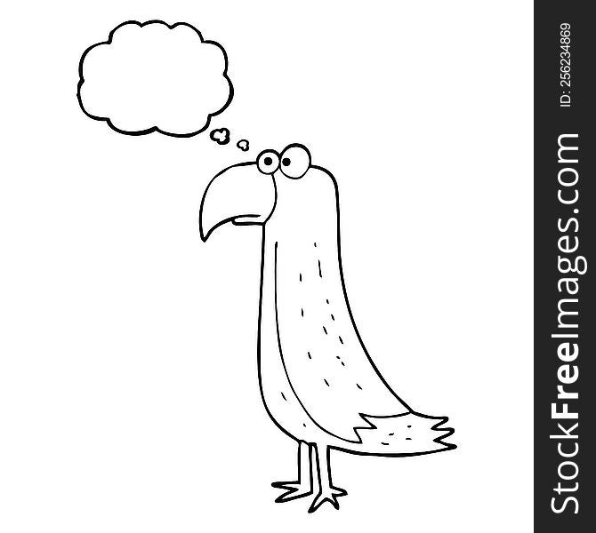 freehand drawn thought bubble cartoon parrot
