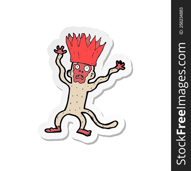 Sticker Of A Cartoon Frightened Monkey