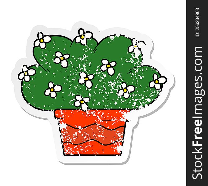 Distressed Sticker Of A Cartoon Plant