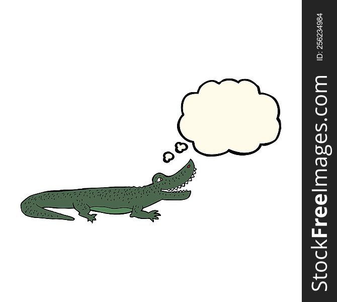 Cartoon Happy Crocodile With Thought Bubble