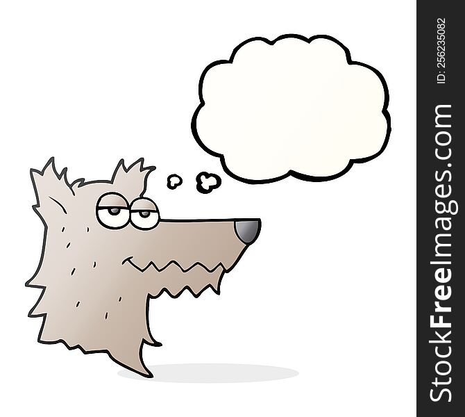 freehand drawn thought bubble cartoon wolf head