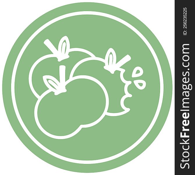 juicy apples circular icon symbol