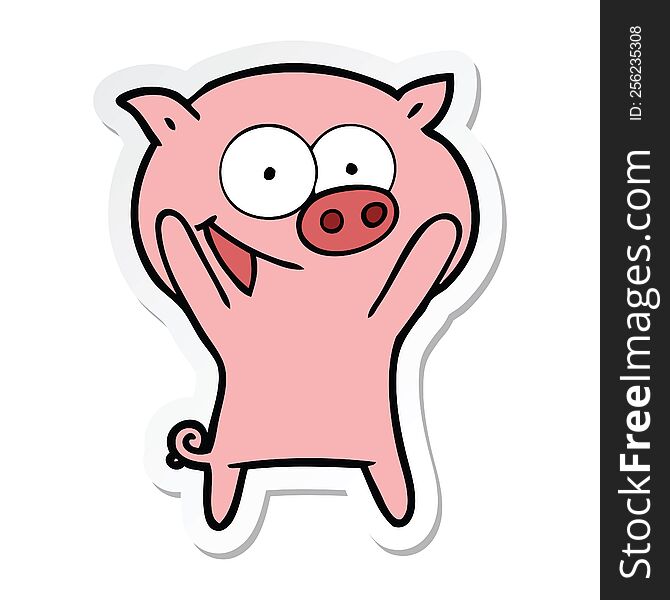 sticker of a happy pig cartoon