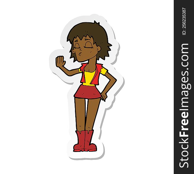 Sticker Of A Cartoon Cool Girl