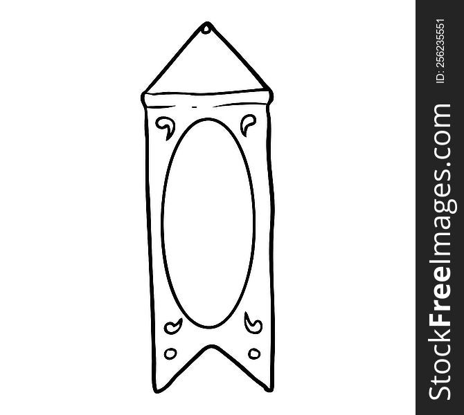 line drawing of a hanging regal banner. line drawing of a hanging regal banner
