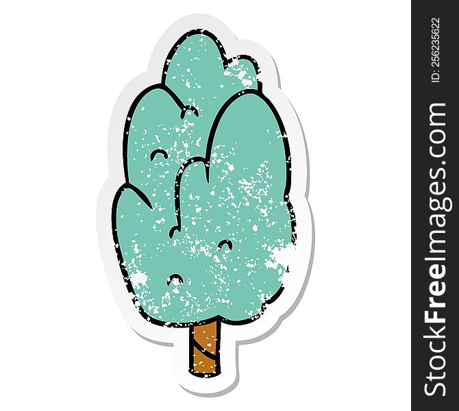 distressed sticker cartoon doodle single green tree