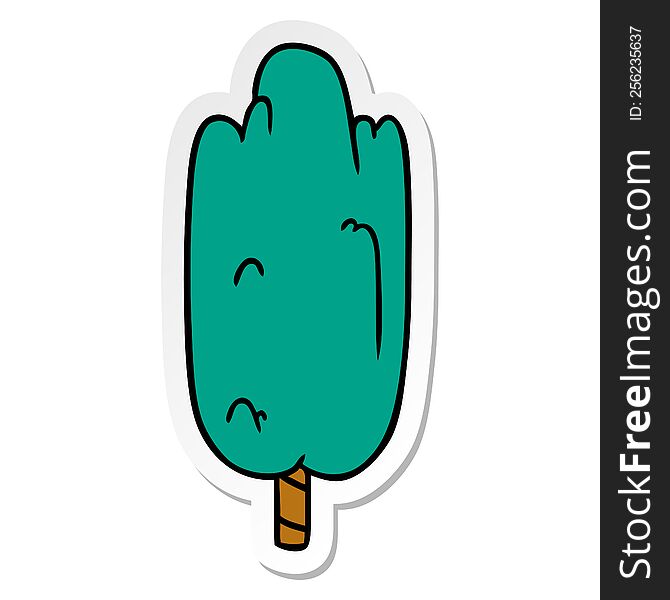 Sticker Cartoon Doodle Single Green Tree