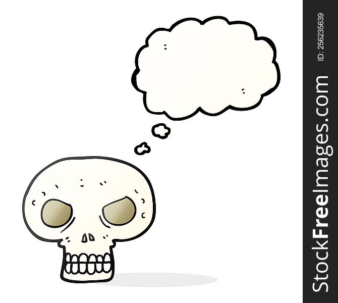 freehand drawn thought bubble cartoon skull