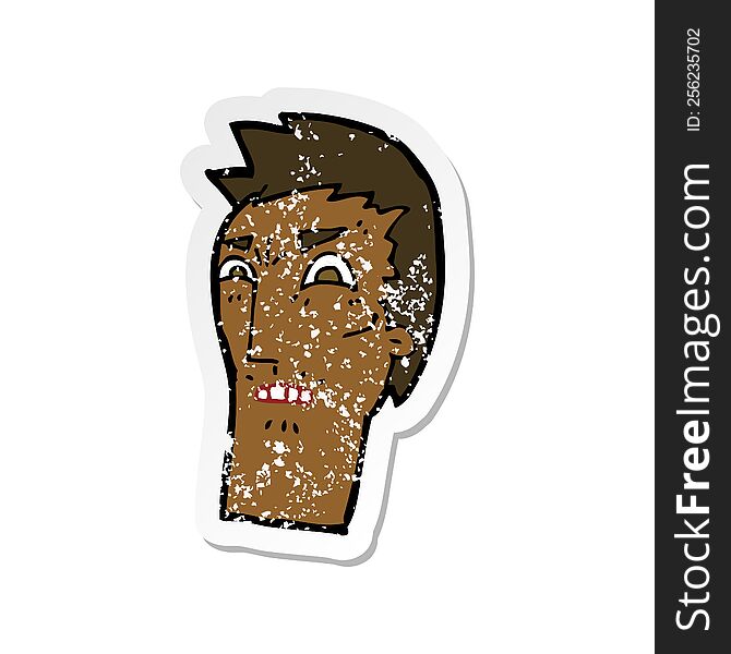 Retro Distressed Sticker Of A Cartoon Angry Face