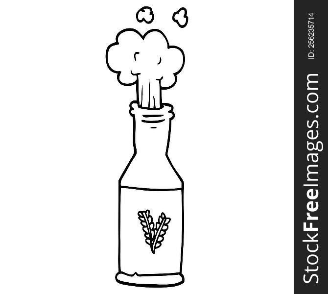 line drawing cartoon bottle of beer
