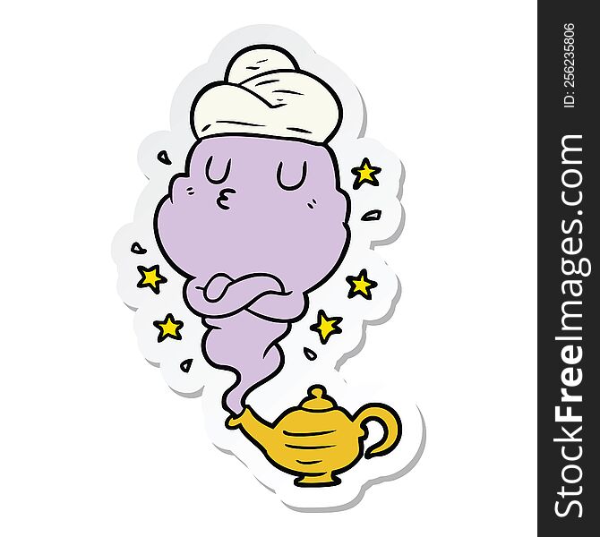 Sticker Of A Cartoon Genie