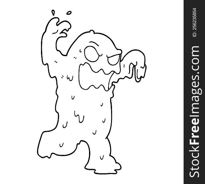 Line Drawing Cartoon Slime Monster