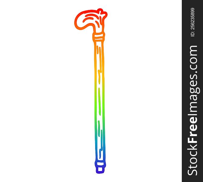 Rainbow Gradient Line Drawing Cartoon Walking Stick