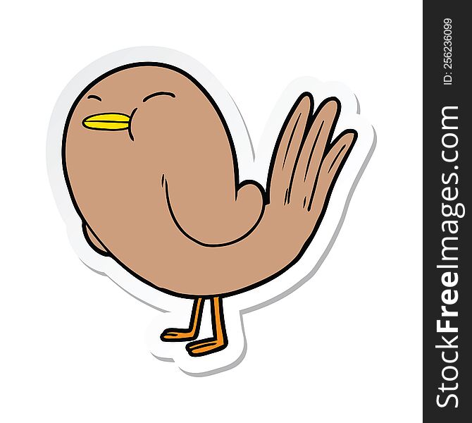 Sticker Of A Cartoon Bird