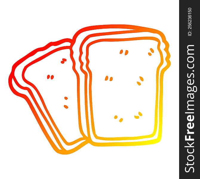 warm gradient line drawing of a cartoon toast