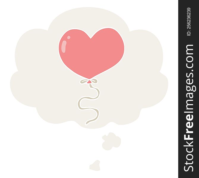 cartoon love heart balloon with thought bubble in retro style